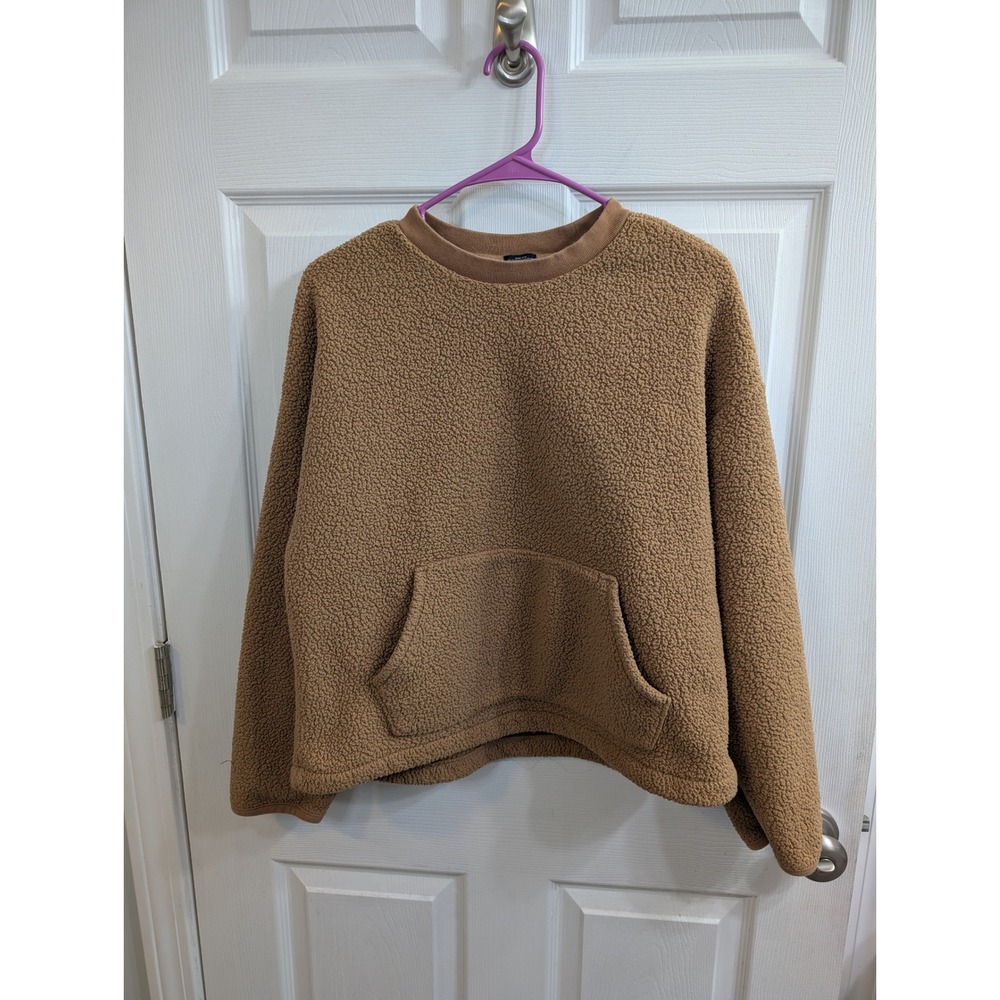 Gap Sherpa Fleece Pullover Women Kangaroo Pocket Sweatshirt Beige - Size S